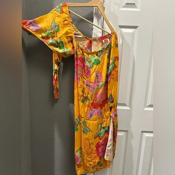 Farm Rio x Anthropologie one shoulder tropical dress size medium - Picture 2 of 5